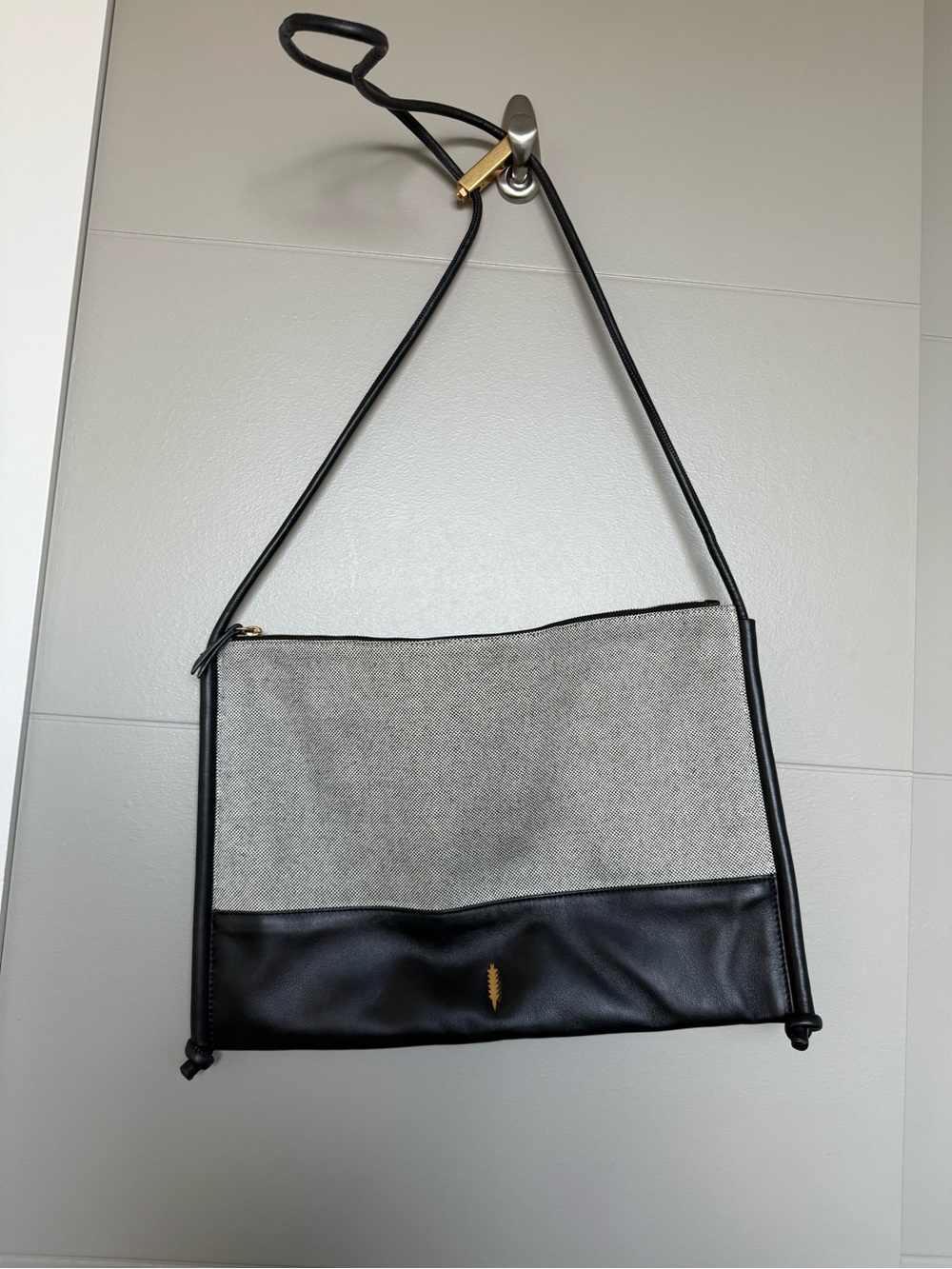 Thacker Black & Gray Canvas and Leather Two-Tone Shoulder Bag
